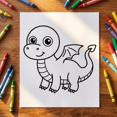 How to Draw baby dragon, Step by Step