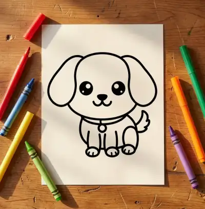 How to Draw cute puppy, Step by Step