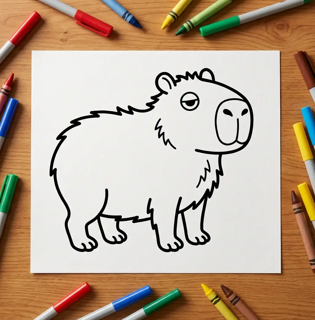 How to Draw cute capybara, Step by Step