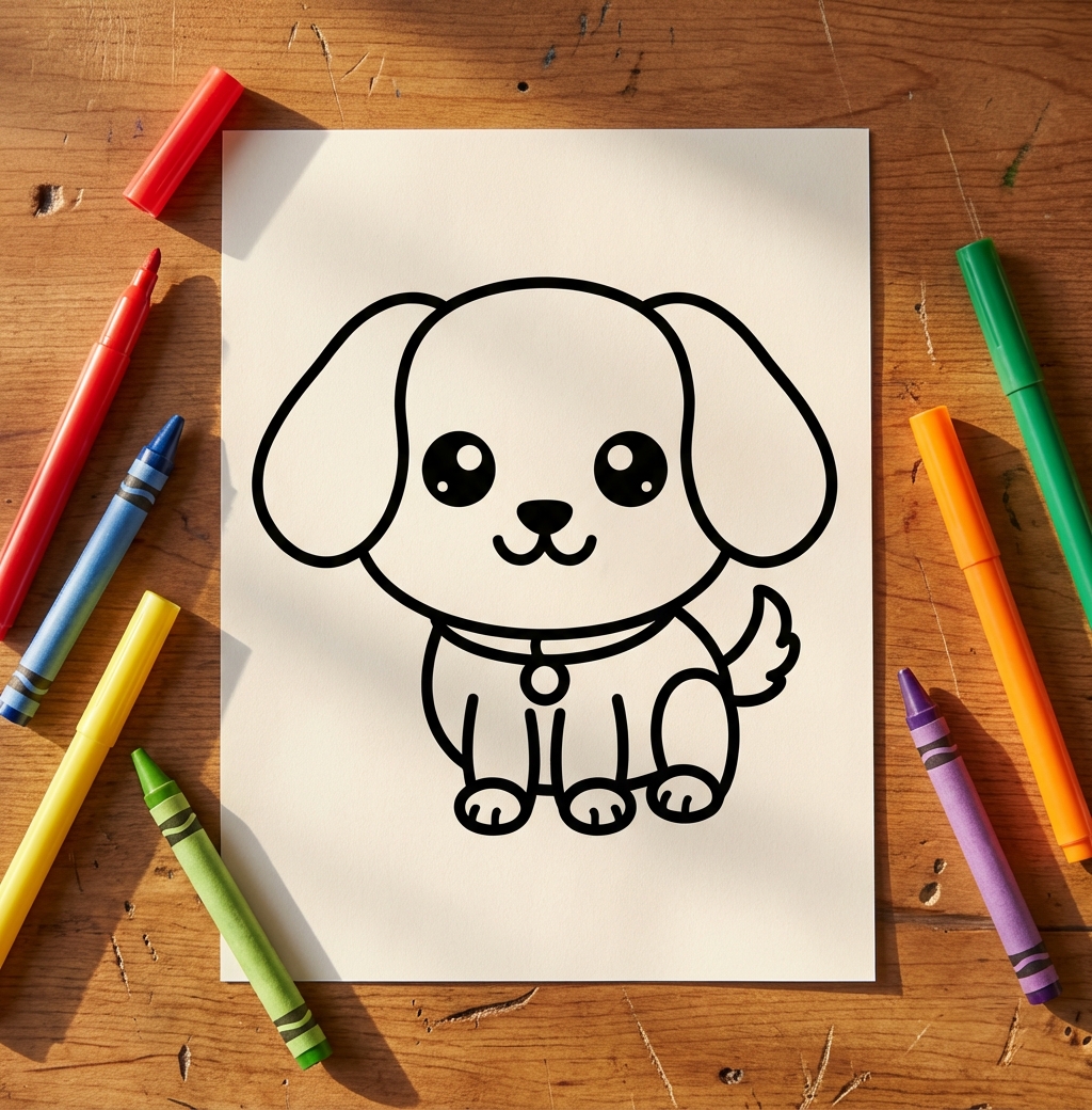 How to Draw cute puppy, Step by Step