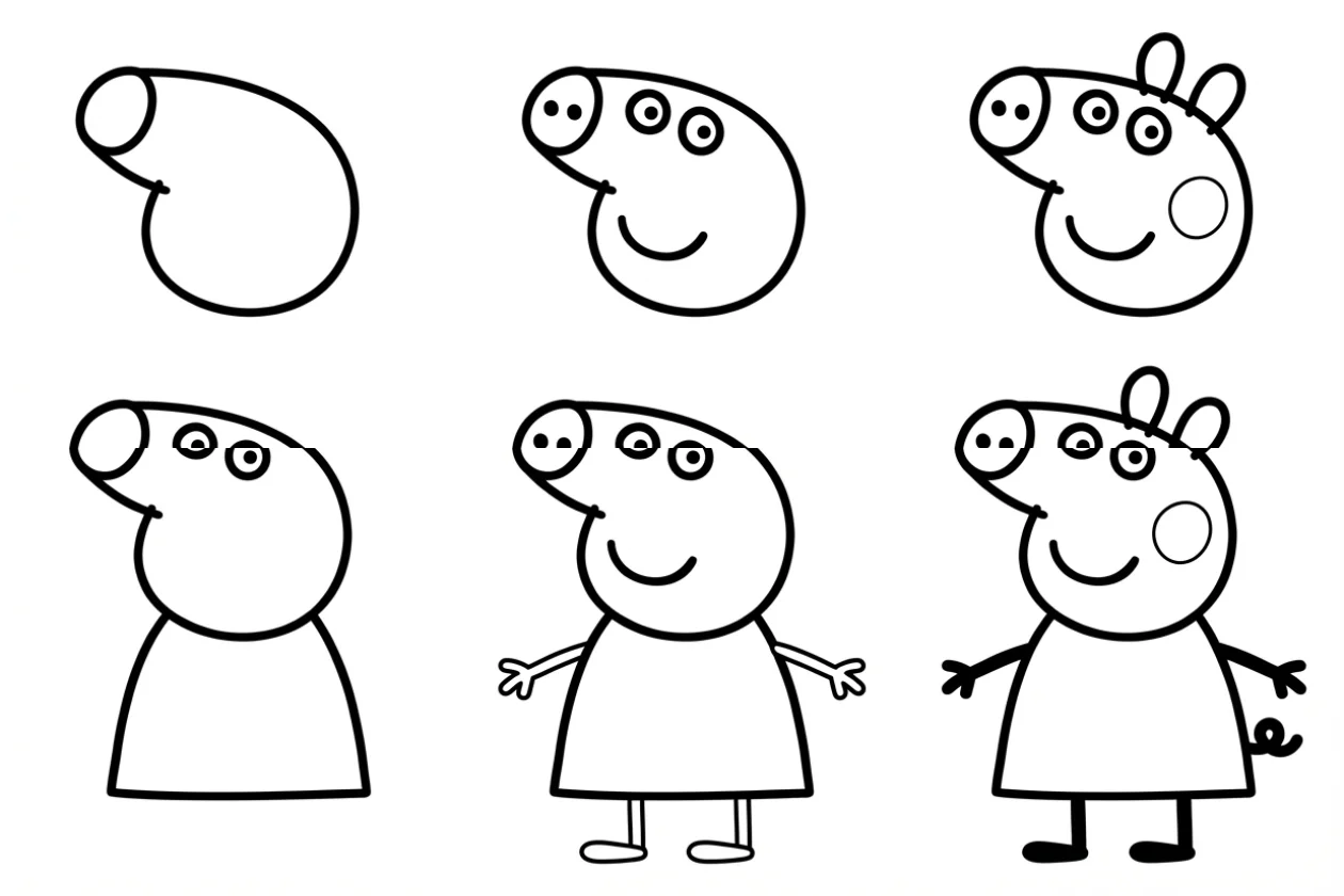 How to draw Peppa Pig - all steps