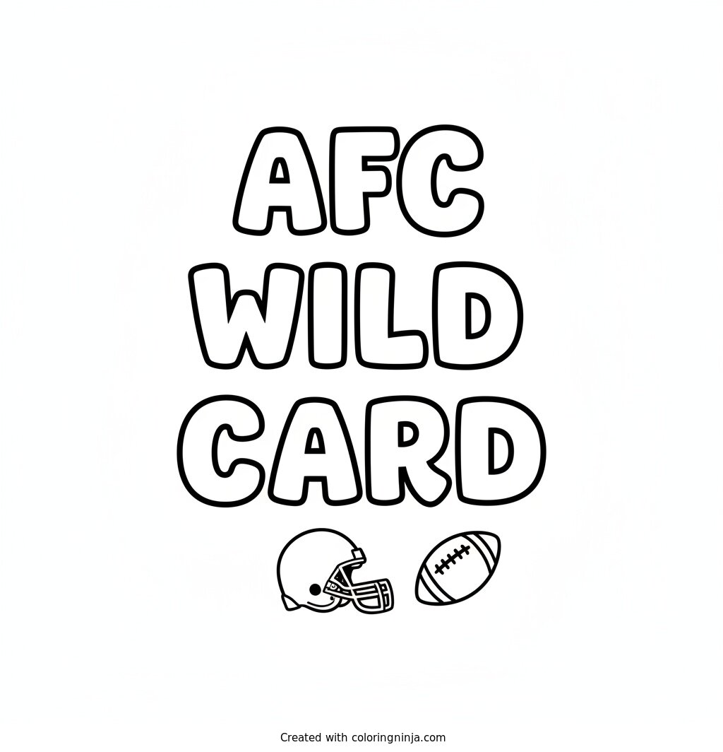 A coloring page of AFC Wild Card in big blocky letters spread out