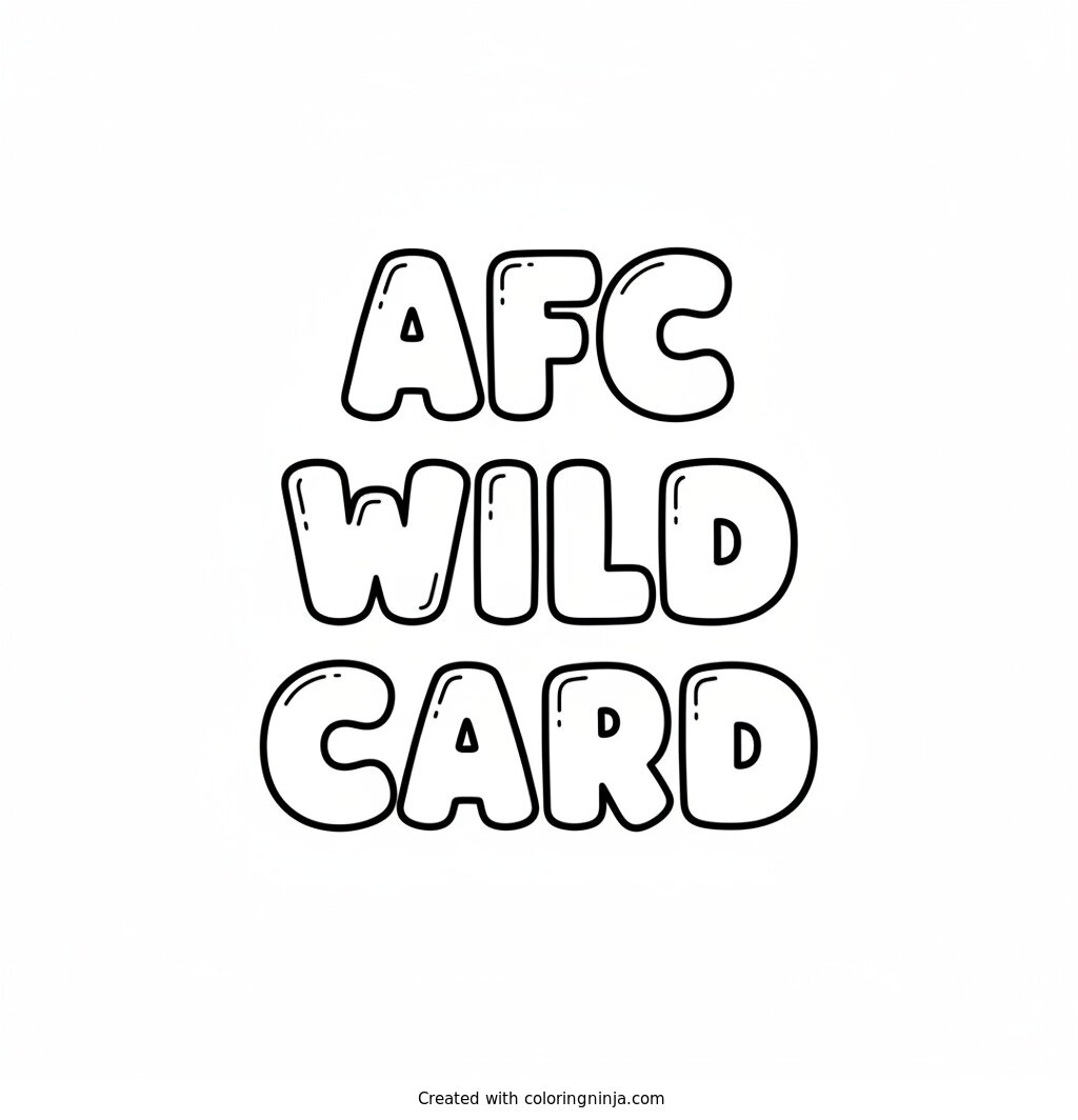 A coloring page of AFC Wild Card in big blocky letters