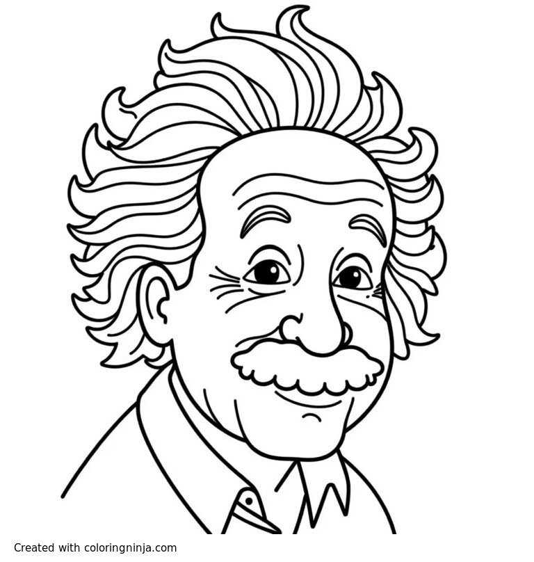 A coloring page of albert einstein