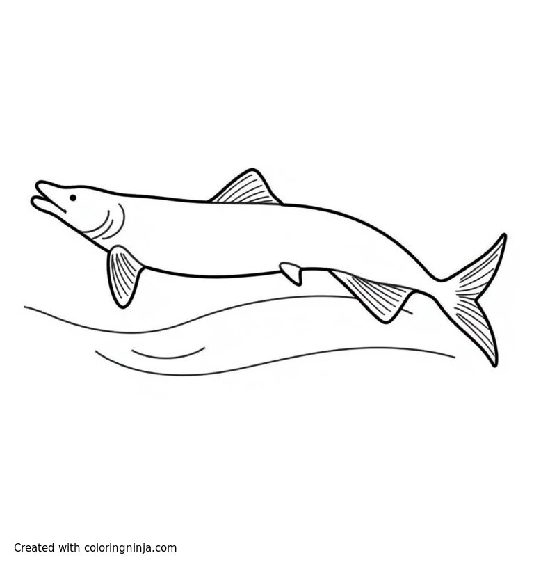 A coloring page of american eel swimming in the st lawrence river
