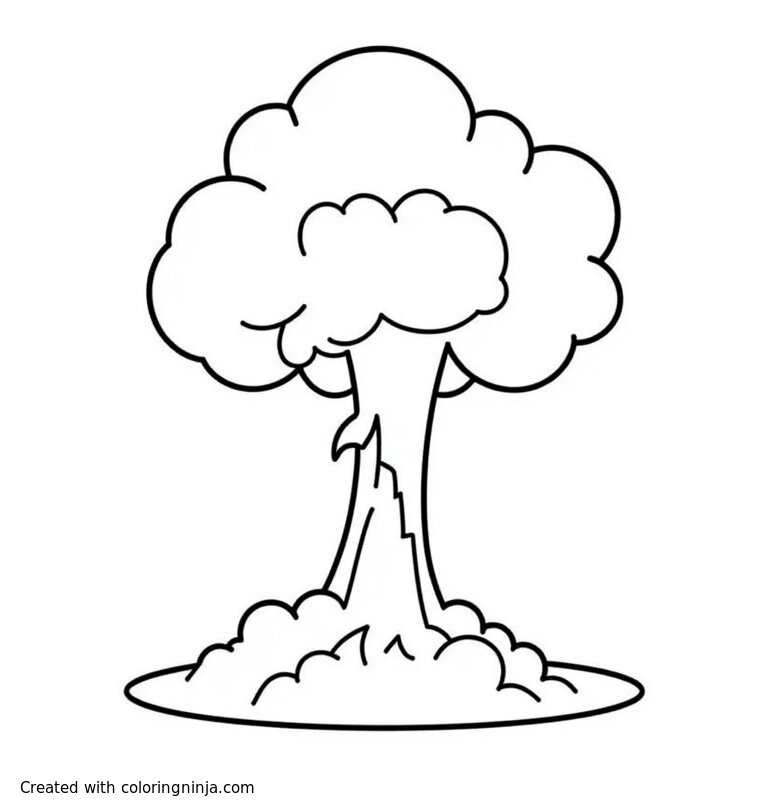 A coloring page of atomic bomb