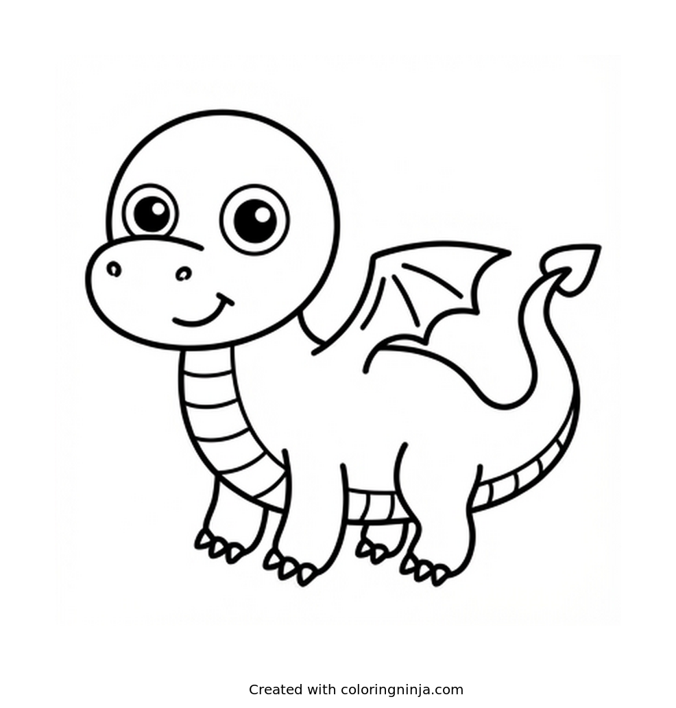 Coloring page of baby dragon