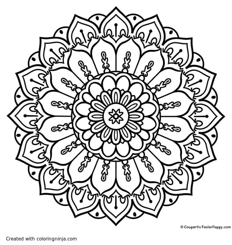 A coloring page of Complex mandala