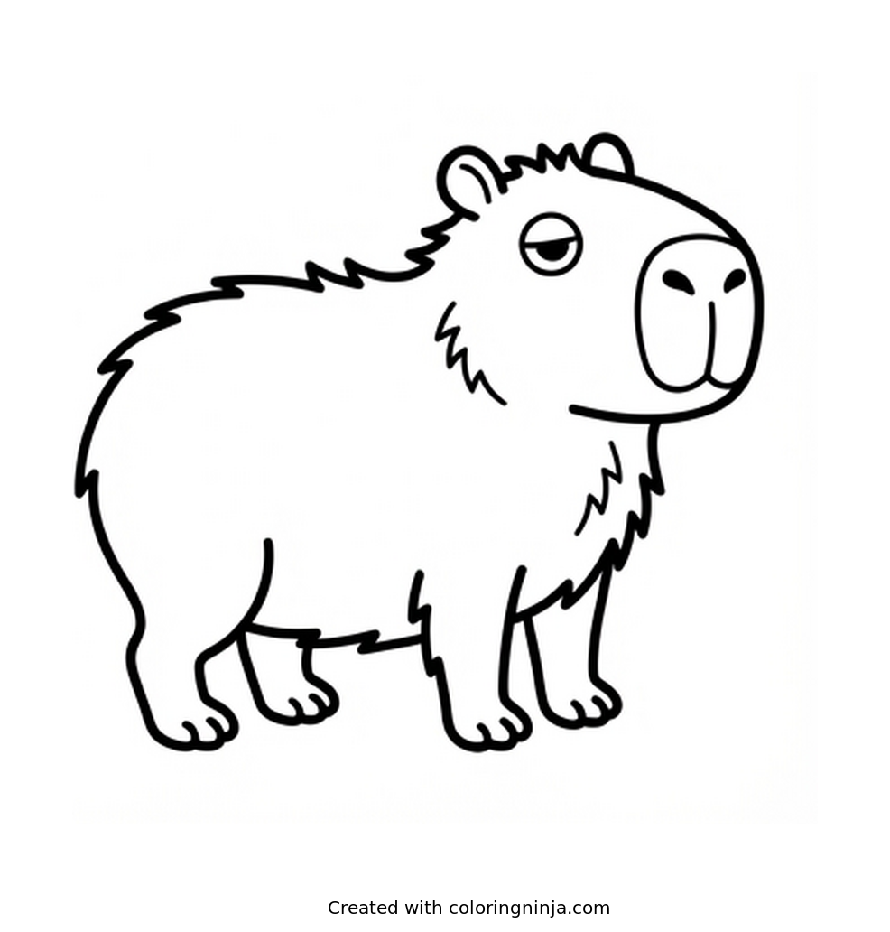 Coloring page of cute capybara