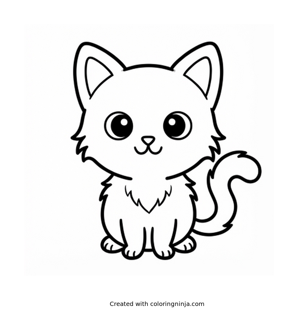 Coloring page of cute kitten