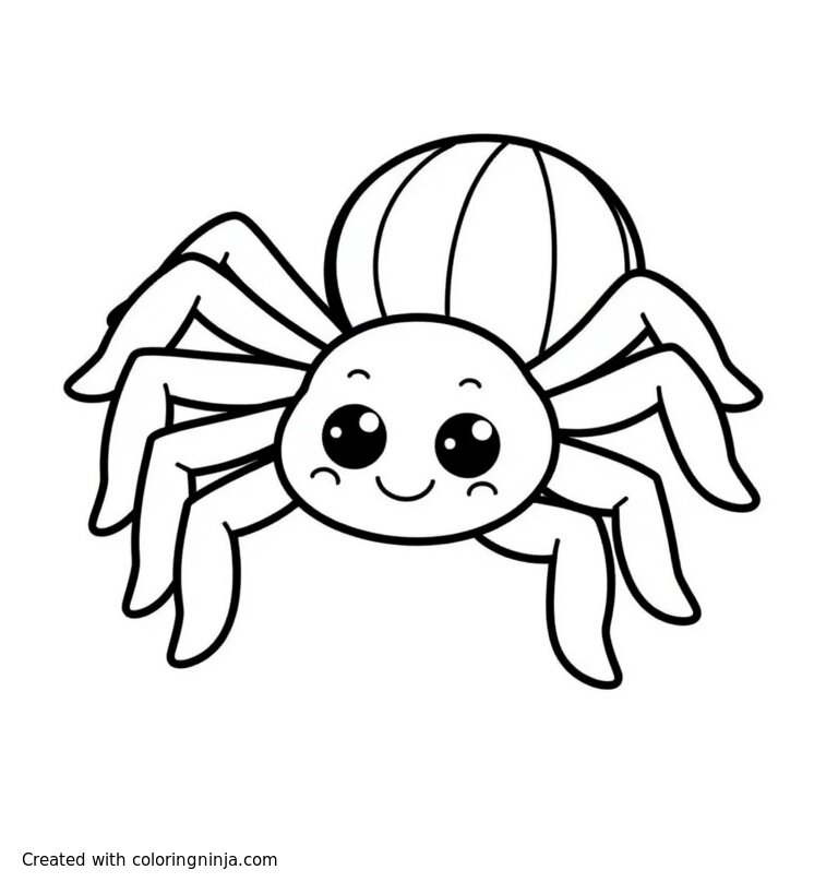 A coloring page of A cute spider
