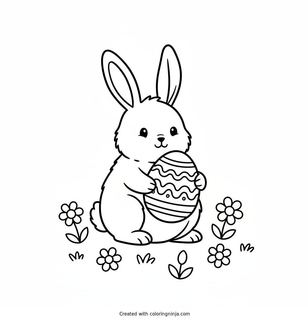 A coloring page of easter bunny
