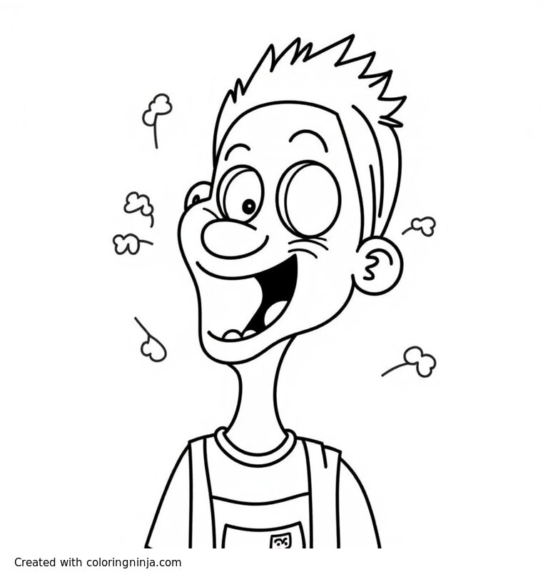 A coloring page of eerie caricature 