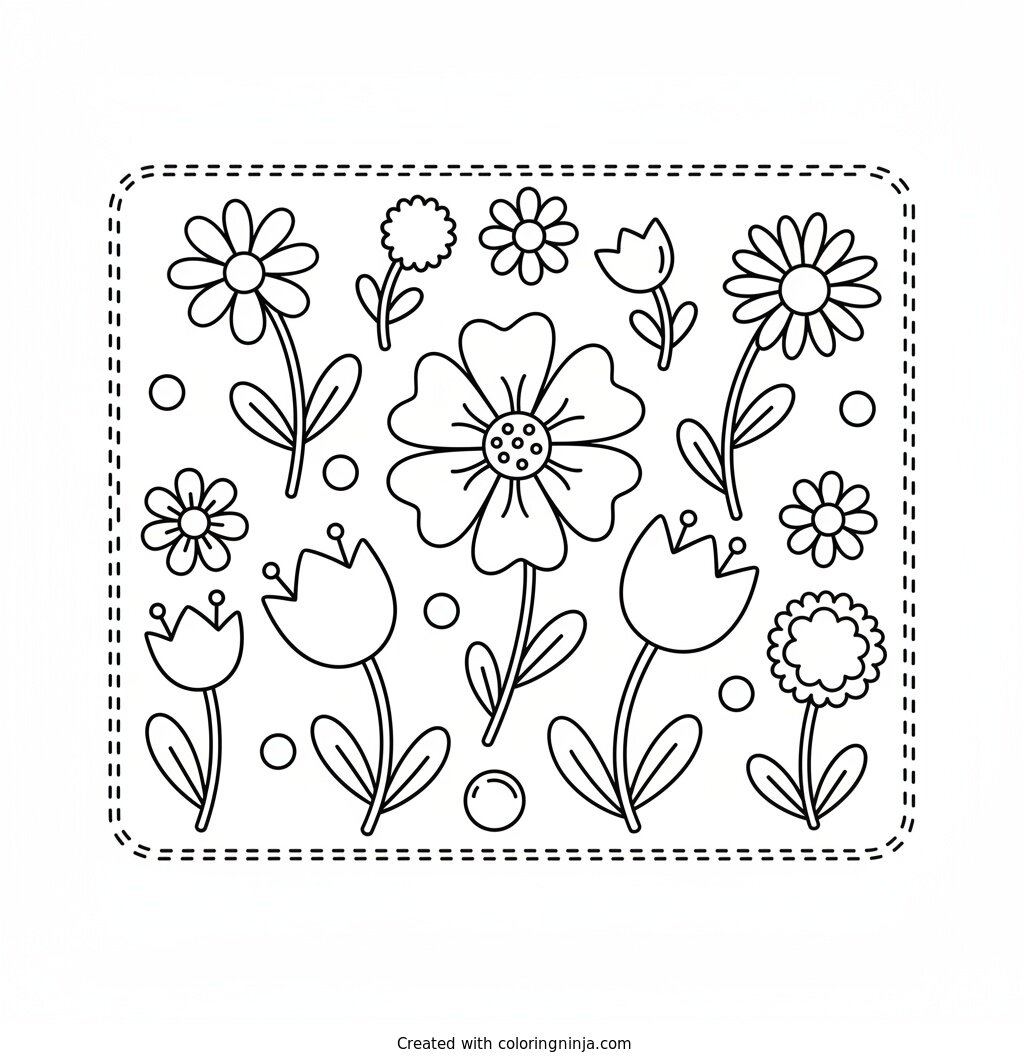 A coloring page of flowers
