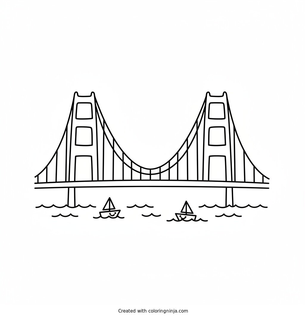 A coloring page of golden gate bridge