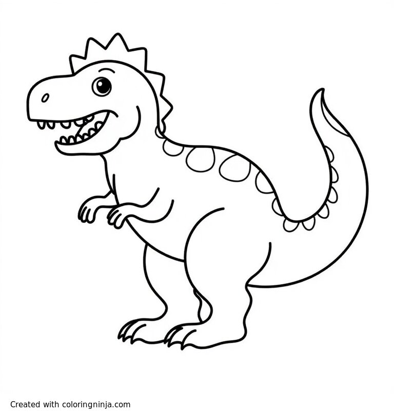 A coloring page of happy brithday trex spdierman
