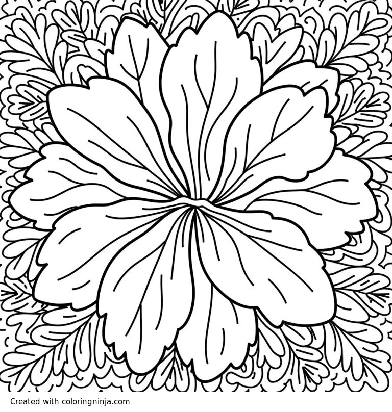 A coloring page of Hawaii, thick line, intricate pattern, busy back ground
