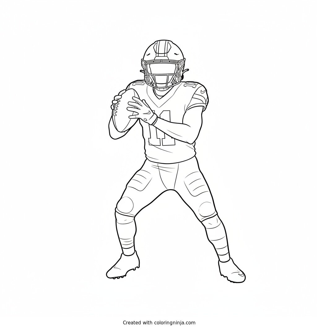 A coloring page of jaxon smith njigba