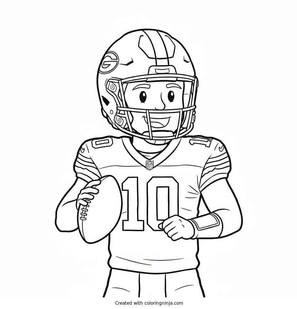 A coloring page of Jordan Love