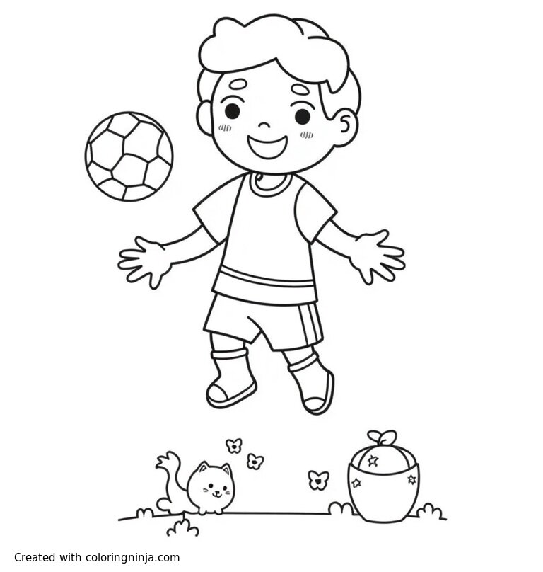 A coloring page of magical football player