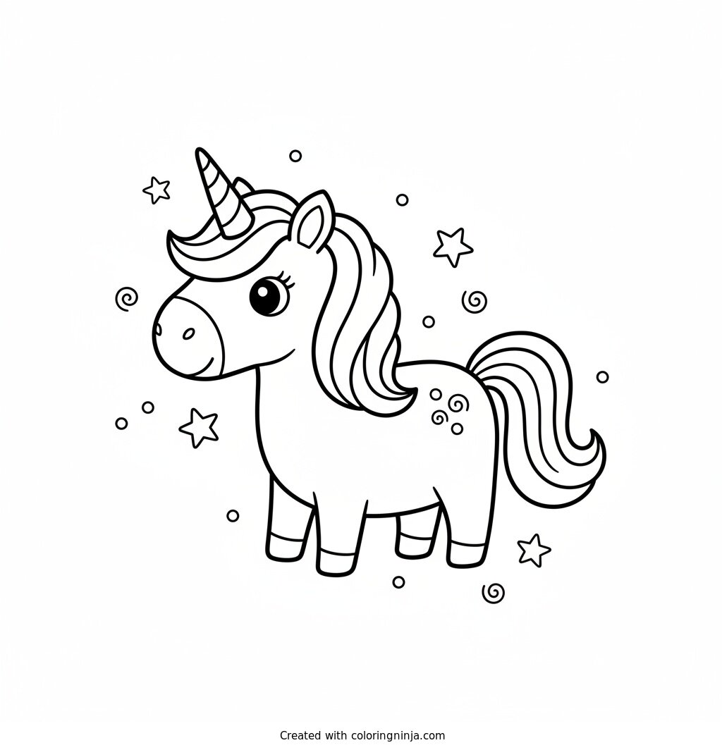 A coloring page of a magical unicorn
