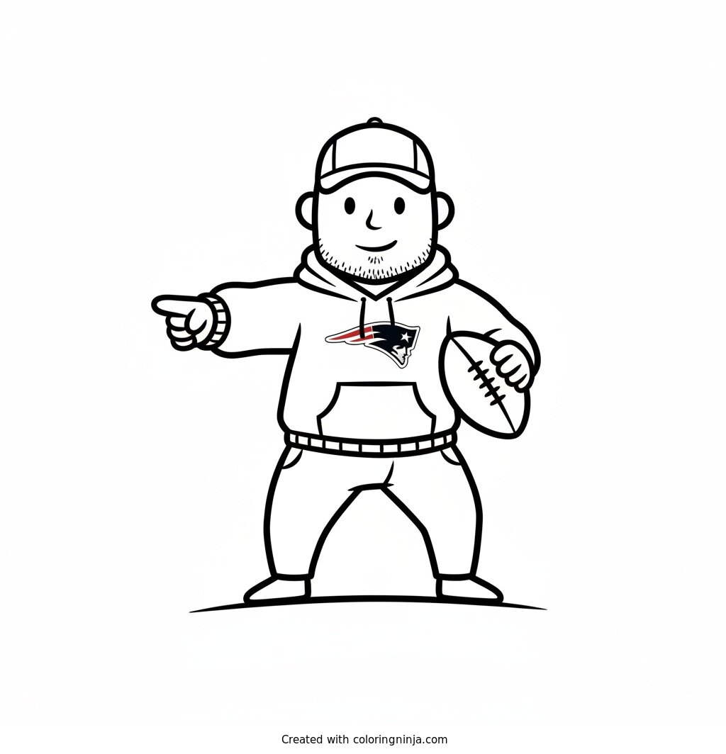 Coloring page of Mike Vrabel coach of the New England Patriots 