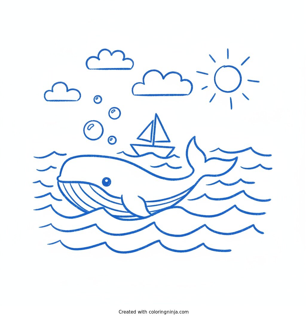 A coloring page of mostly blue
