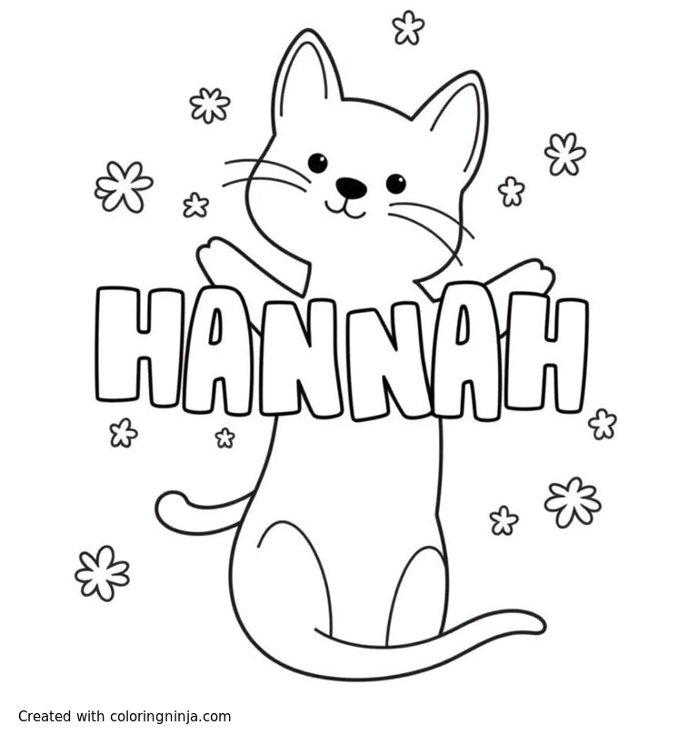 A coloring page of THE NAME HANNAH FOR A CHILD TO COLOR
