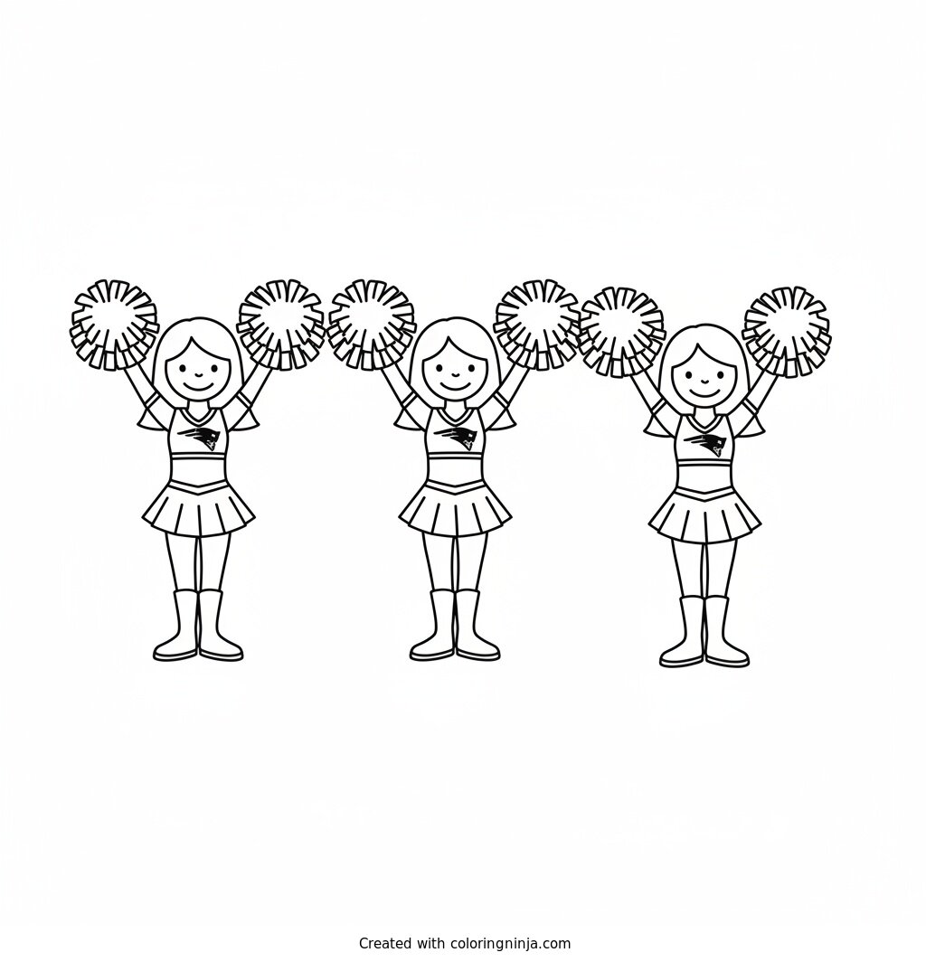 Coloring page of new england patriot cheerleaders

