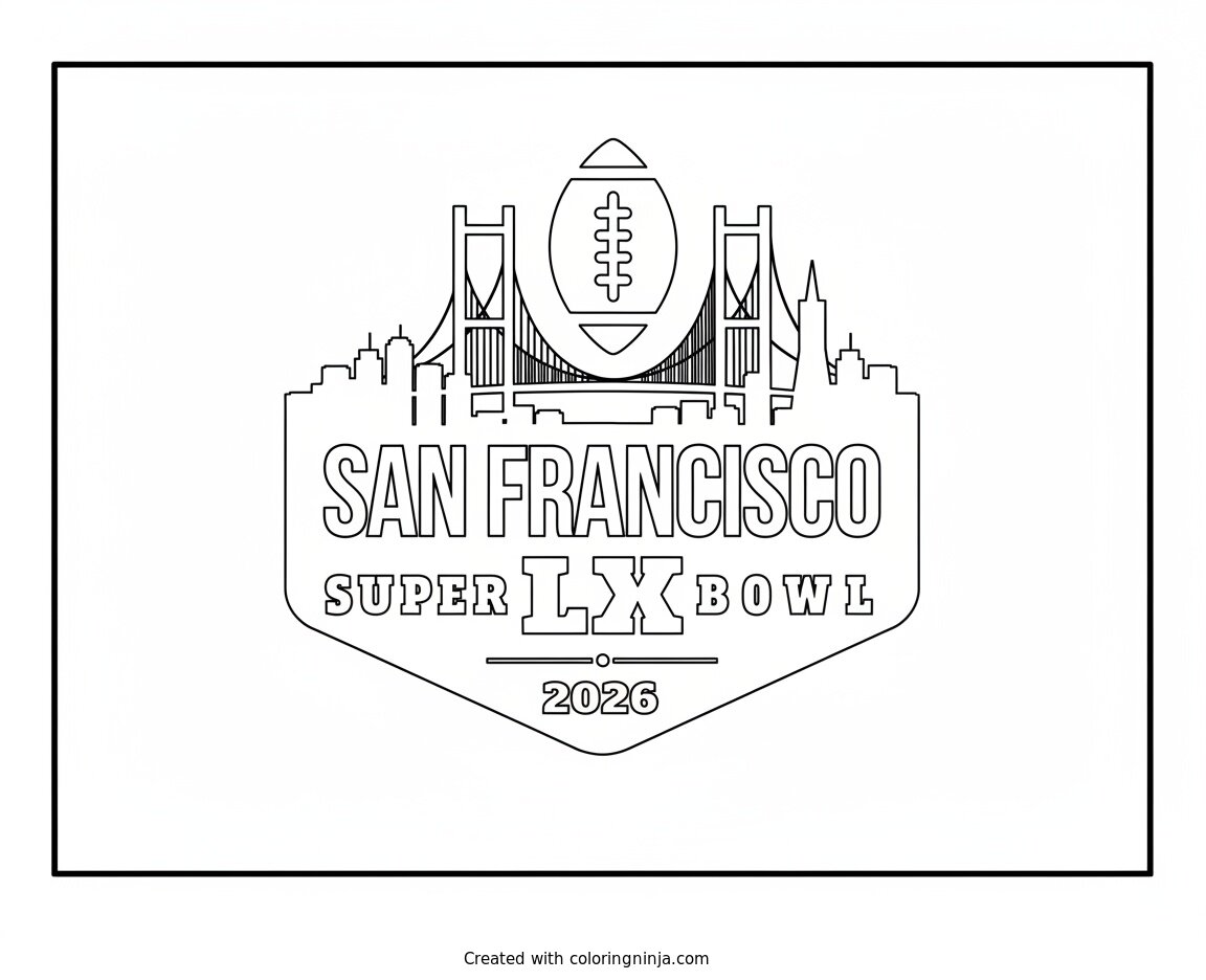 A coloring page of Super bowl LX