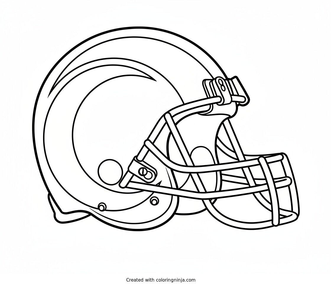 A coloring page of Los Angeles Rams helmet