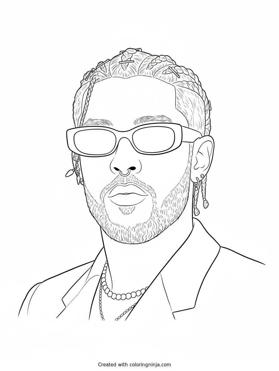 Coloring page of Bad Bunny