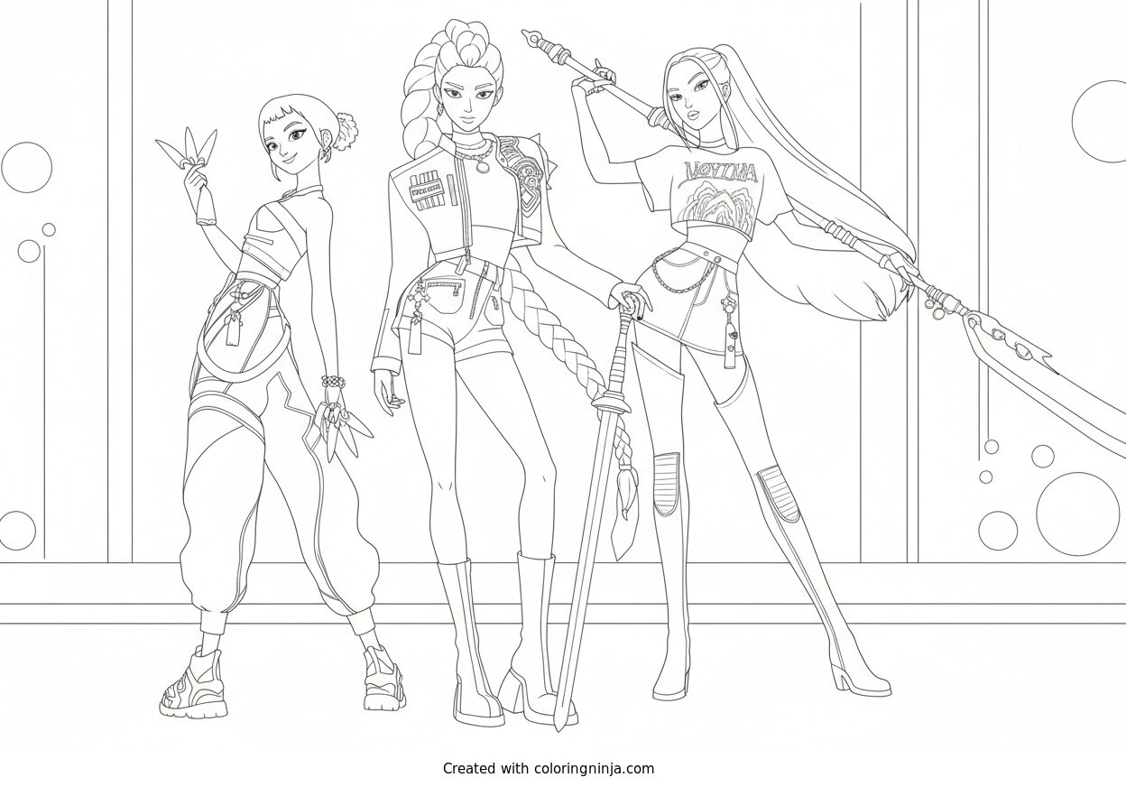 Coloring page of KPop Demon Hunters