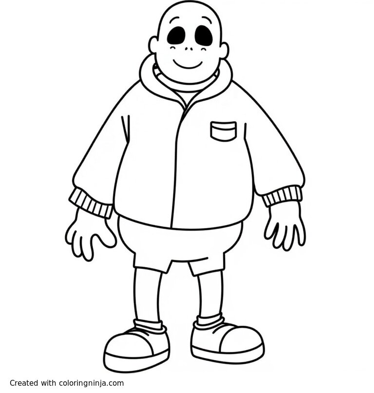 A coloring page of "sans" from undertale
