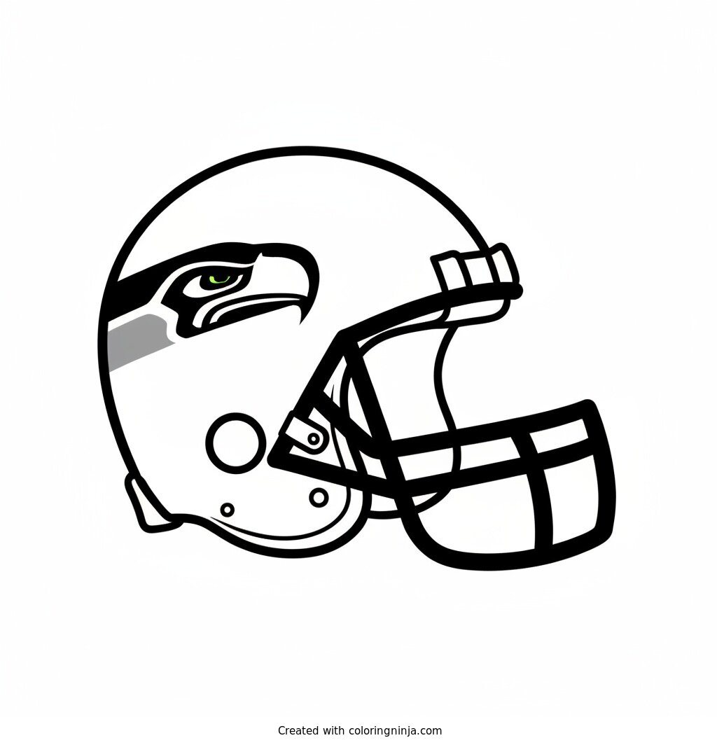 Coloring page of seattle seahawks helmet