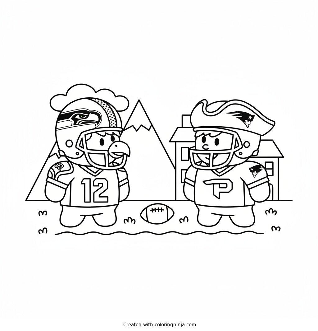 Coloring page of Seattle Seahawks vs patriots