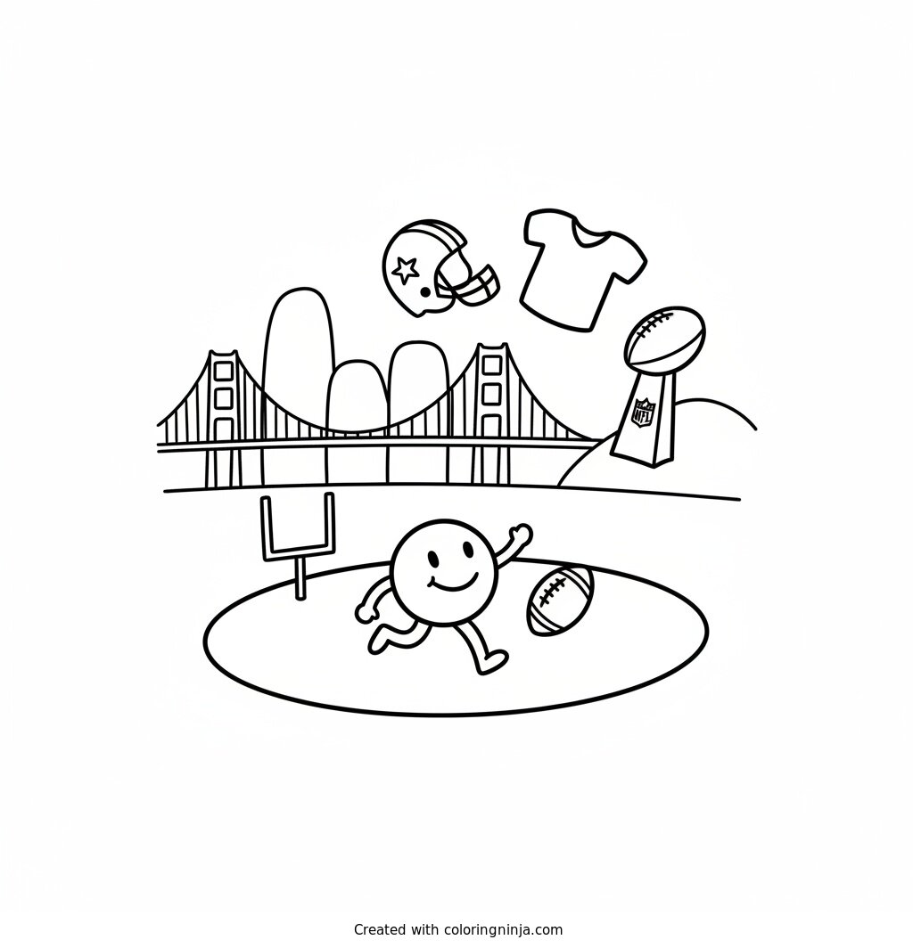 Coloring page of super bowl San Francisco
