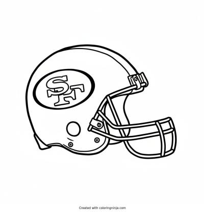 A coloring page of 49ers football helmet