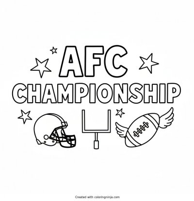 A coloring page of AFC Championship in big blocky letters