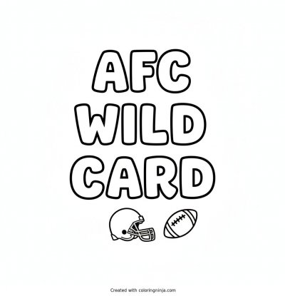 A coloring page of AFC Wild Card in big blocky letters spread out