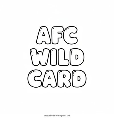 A coloring page of AFC Wild Card in big blocky letters