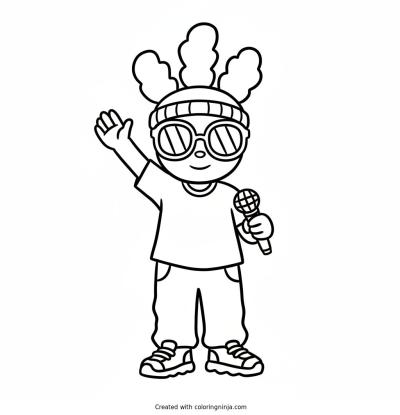 A coloring page of Bad bunny