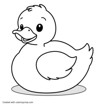 A coloring page of a beautiful duck