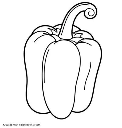 A coloring page of a bell pepper plant
