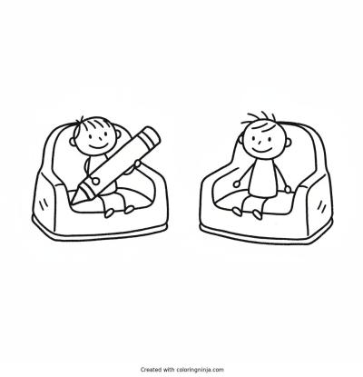 A coloring page of booster seats for children