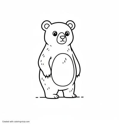 A coloring page of Brown bear standing up