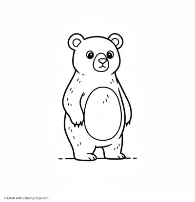 A coloring page of Brown bear standing up