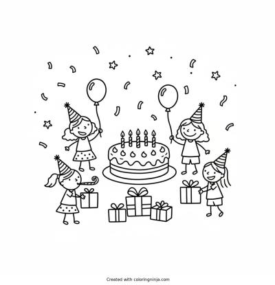 A coloring page of can you create the birthday event party