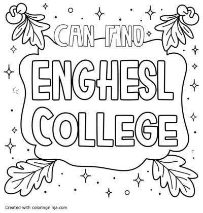 A coloring page of can you make a back to college coloring pages that is for a English college and for 16-19 year olds