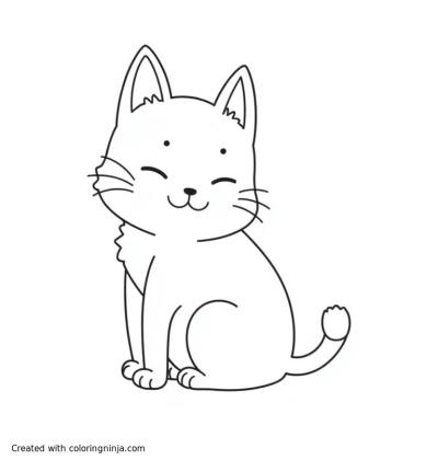 A coloring page of A cat in the style of Studio Ghibli. Just the cat, no surroundings. 